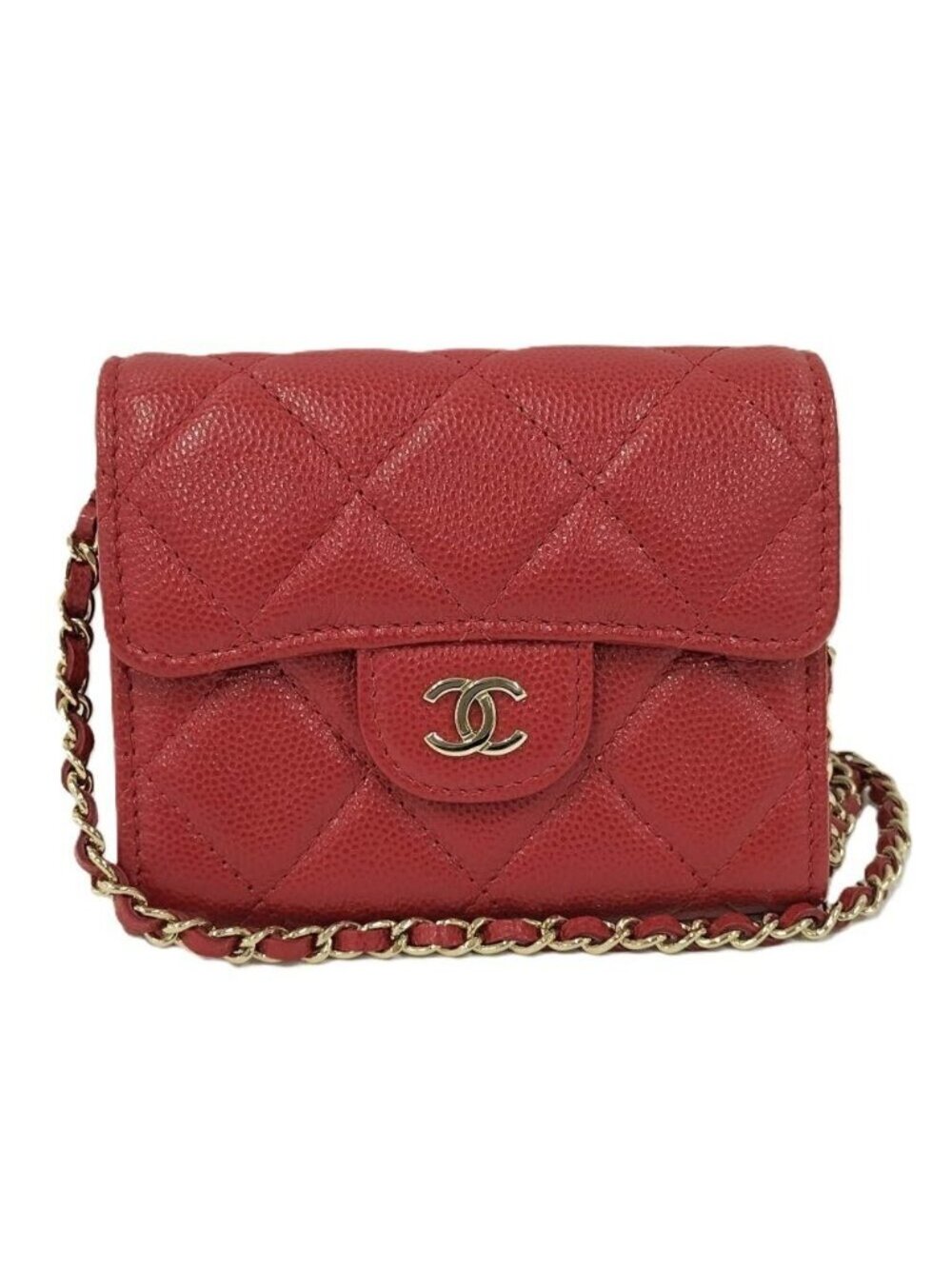 Chanel Chain Wallet Shoulder Bag Quilted Caviar Leather